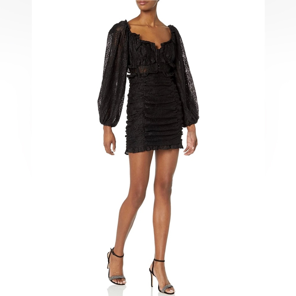 Revolve ASTR The Label Chrisley Black Long Sleeve Lace Mini Dress